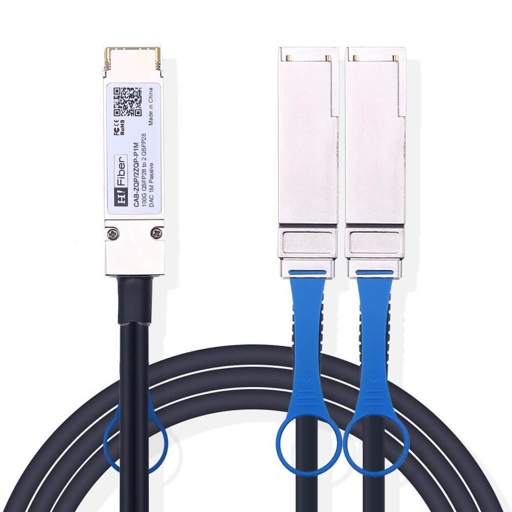 1m(3ft) 100G QSFP28 to 2 QSFP28 Passive DAC Twinax Cable, 30AWG, Customized