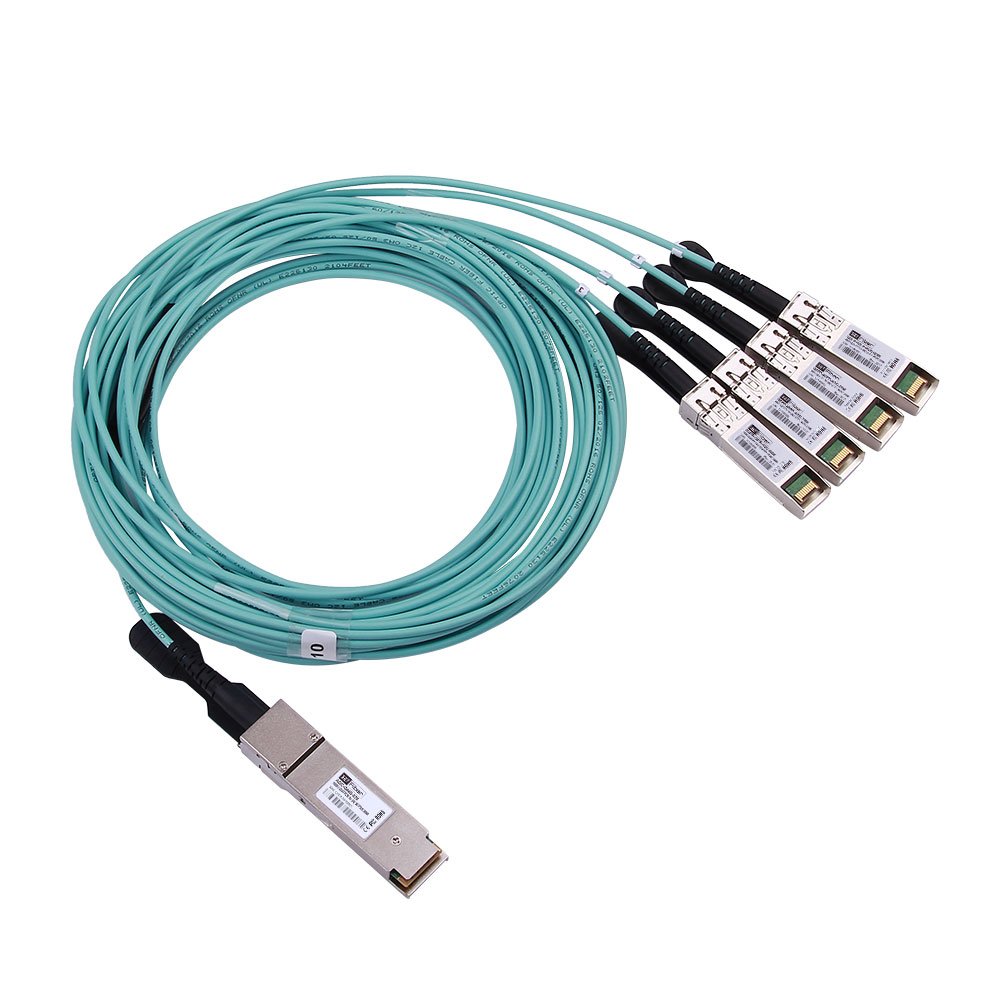 Extreme 10444 Compatible 20m(66ft) 100G QSFP28 to 4 SFP28 AOC(Active Optical Cable), Breakout