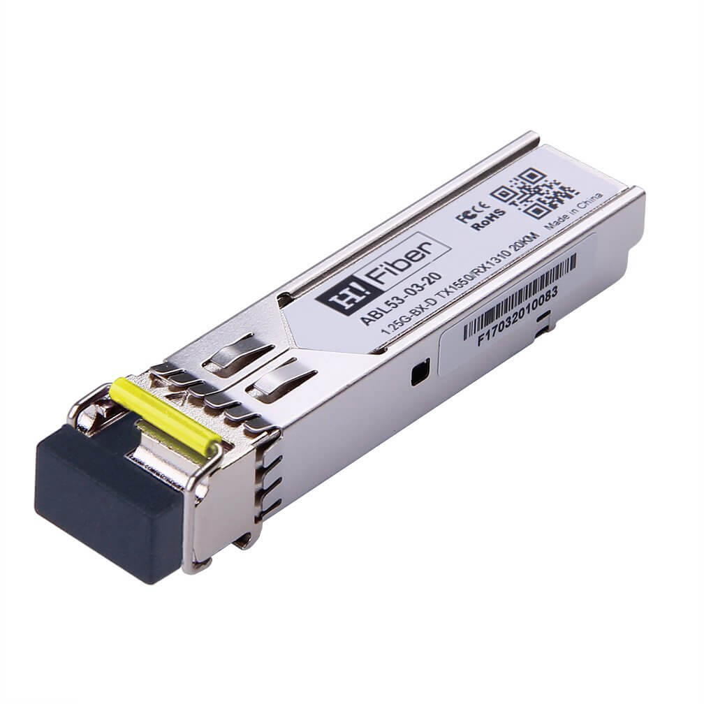 Cisco GLC-100BX20-D-I Compatible 100BASE-BX20-D SFP BIDI Tx1550nm/Rx1310nm 20km DOM Transceiver Module for SMF
