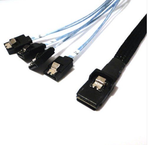 Mini SAS (SFF-8087) to 4 SATA Cable, 1-Meter