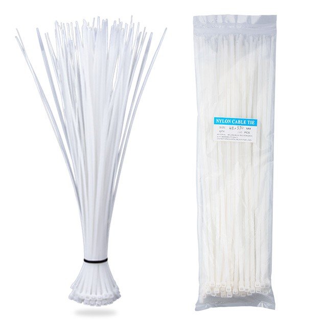 Nylon Zip Ties(100 pcs), 14.6 x 0.18 inch, White, UL Certified