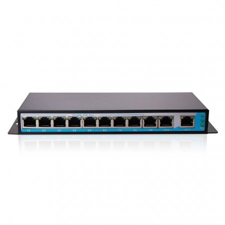 11-Port PoE Switch, with 8x 10/100Mbps PoE Ports, Unmanaged, 802.3af, 96W Power Budget, application for Access points, VoIP phone, IP Camera