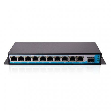 11-Port PoE Switch, with 8x 10/100Mbps PoE Ports, Unmanaged, 802.3af, 96W Power Budget, application for Access points, VoIP phone, IP Camera