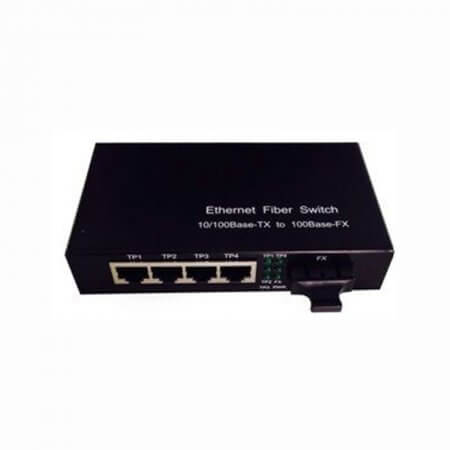 COV-SF05A-S-40, 10/100M Ethernet Singlemode Fiber Converter, (4*UTP + 1*SMF Port)