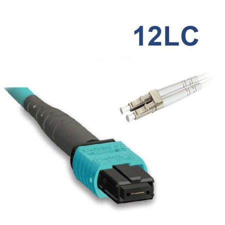 MPO to 12LC, OM3, Fiber Patch Cord, Breakout 0.5m