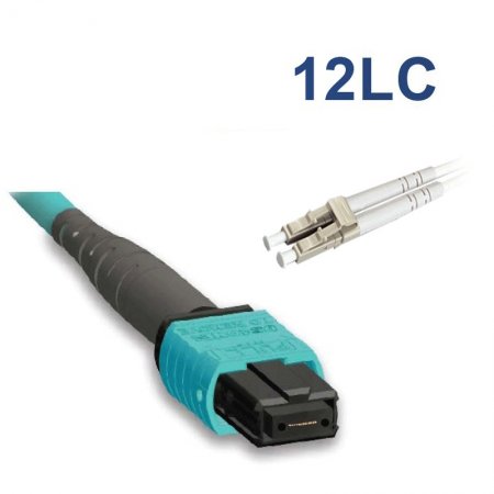 MPO to 12LC, OM3, Fiber Patch Cord