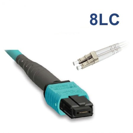 MPO to 8LC, OM4, Fiber Patch Cord,Breakout 0.5m