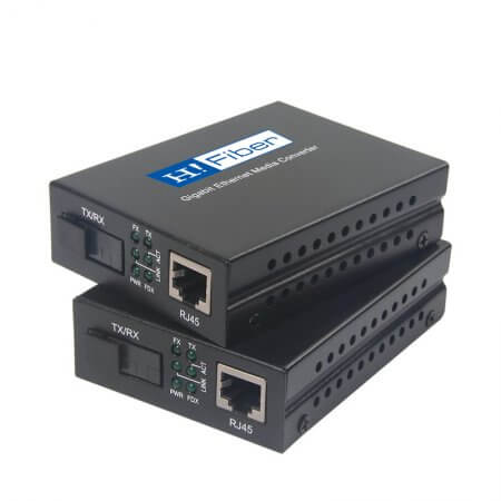 A pair of 10/100/1000M Gigabit Ethernet Media Converter, Single mode, Single fiber, RJ45 to SC, 20KM