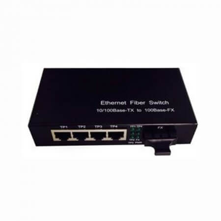 COV-SF05A-S-20, 10/100M Ethernet Singlemode Fiber Converter, (4*UTP + 1*SMF Port)