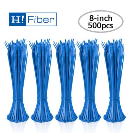 Zip Ties (500pcs) Self-Locking 8 Inch Nylon Cable Ties in Blue UL Certificated