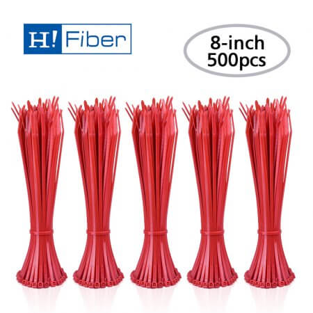 Zip Ties ( 500pcs) Self-Locking 8 Inch Nylon Cable Ties in Red UL Certificated