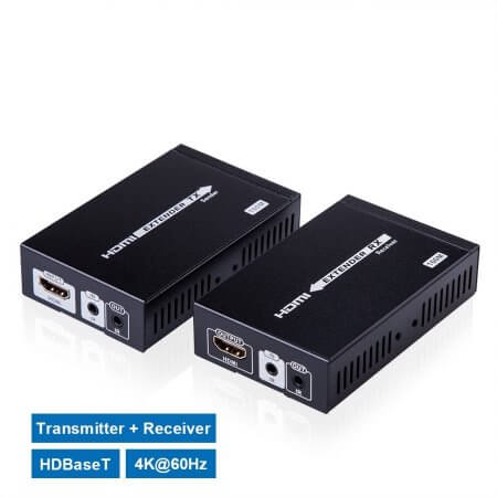 HDMI Extender 4K@60Hz HDBaseT Ethernet Network Extender 328-Ft (100M) over RJ45 CAT6 Cable