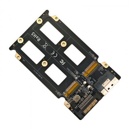 Gen4 SFF-8654 8i to (2x) M.2 Adapter, for NVMe SSD, Requires Motherboard BIOS Support for Bifurcation
