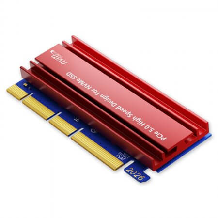 PCIe5.0 X16/X8/X4 to M.2 NVMe SSD Adapter With Aluminum Heatsink, Easy Install, Supports 2230/2242/2260/2280, Not Compatible with SATA or PCIe X1 slots