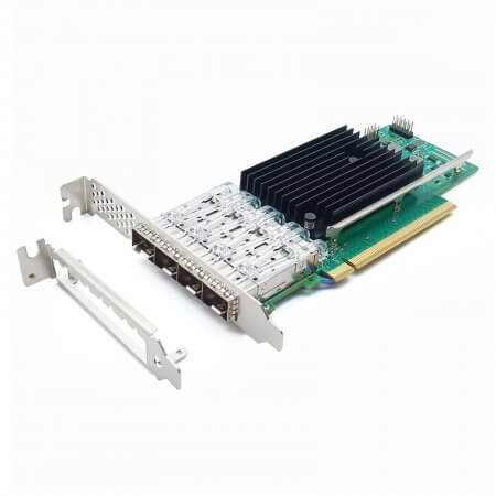 10Gtek 25G Network Card, 4-Port SFP28 Adapter, PCIe 4.0 x16, SR-IOV/RDMA/DPDK, for Windows/Linux/VMware Server，intel E810 controller inside