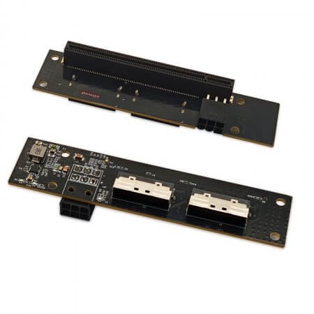 Dual MCIO to PCIe 5.0 Female Adapter, Requires Motherboard BIOS Support for Bifurcation