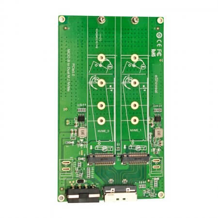 MCIO 8i to (2x) M.2 Gen5 Adapter, for NVMe SSD, Requires Motherboard BIOS Support for Bifurcation