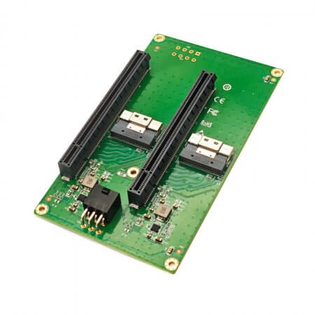 Dual SFF-8654 8i to (2x) PCIe 4.0 X8 Female Adapter, Requires Motherboard BIOS Support for Bifurcation