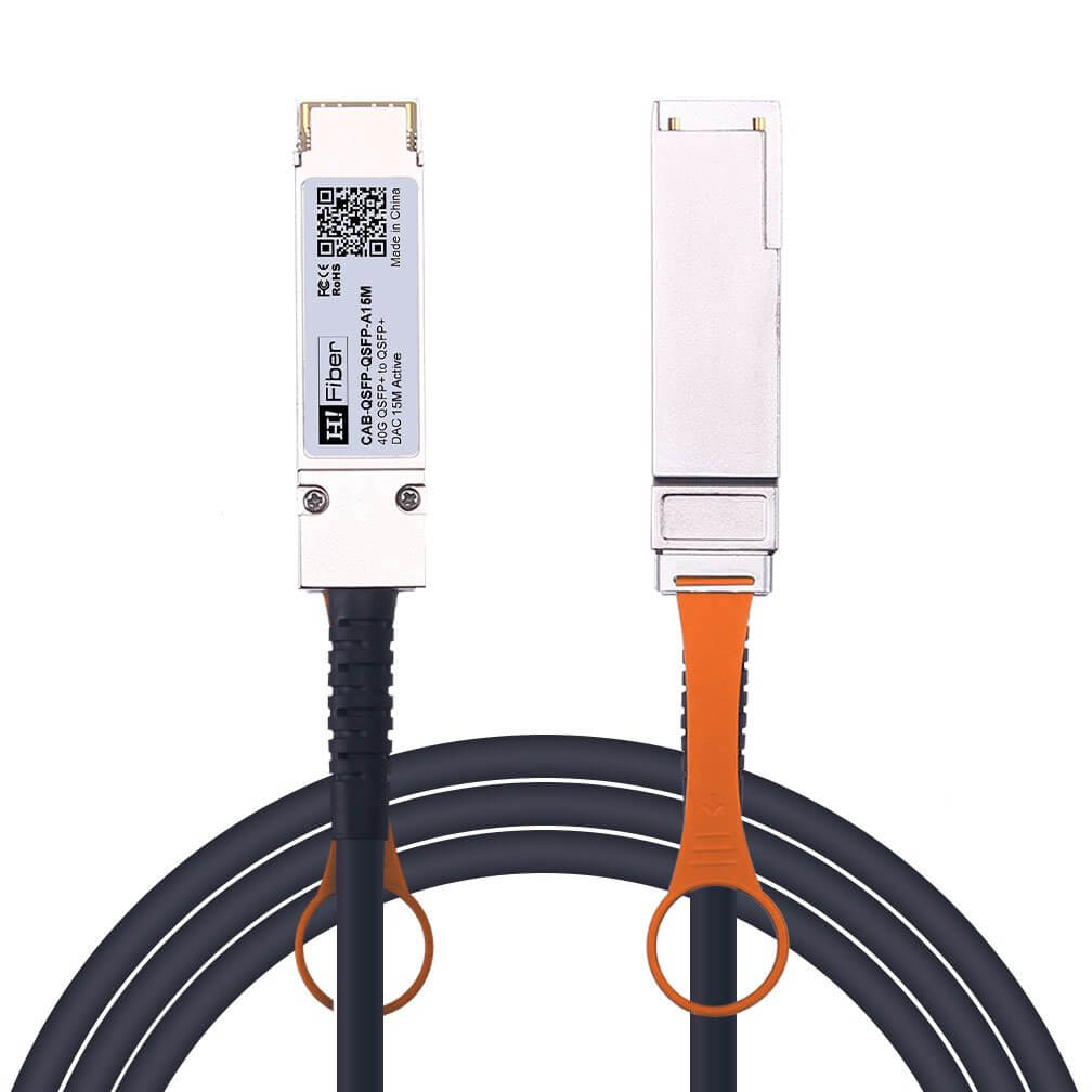 15m(49ft) 40G QSFP+ to QSFP+ Active DAC Twinax Cable, 24AWG, Customized