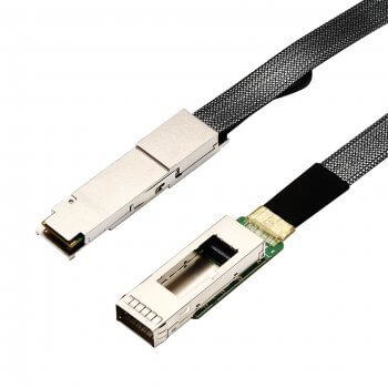 QSFP+ to QSFP+ cage, with EEPROM on the cage side, 30AWG, 10cm length