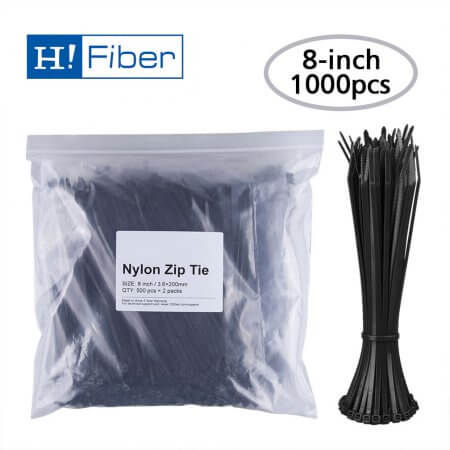 Zip Ties (1000pcs) Self-Locking 8 Inch Nylon Cable Ties, Black, UL Certificated